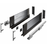 Guide per cassetti Axispro Soft close estrazione totale con Spondina Nero+Vetro C mm.168 varie lunghezze  GTV